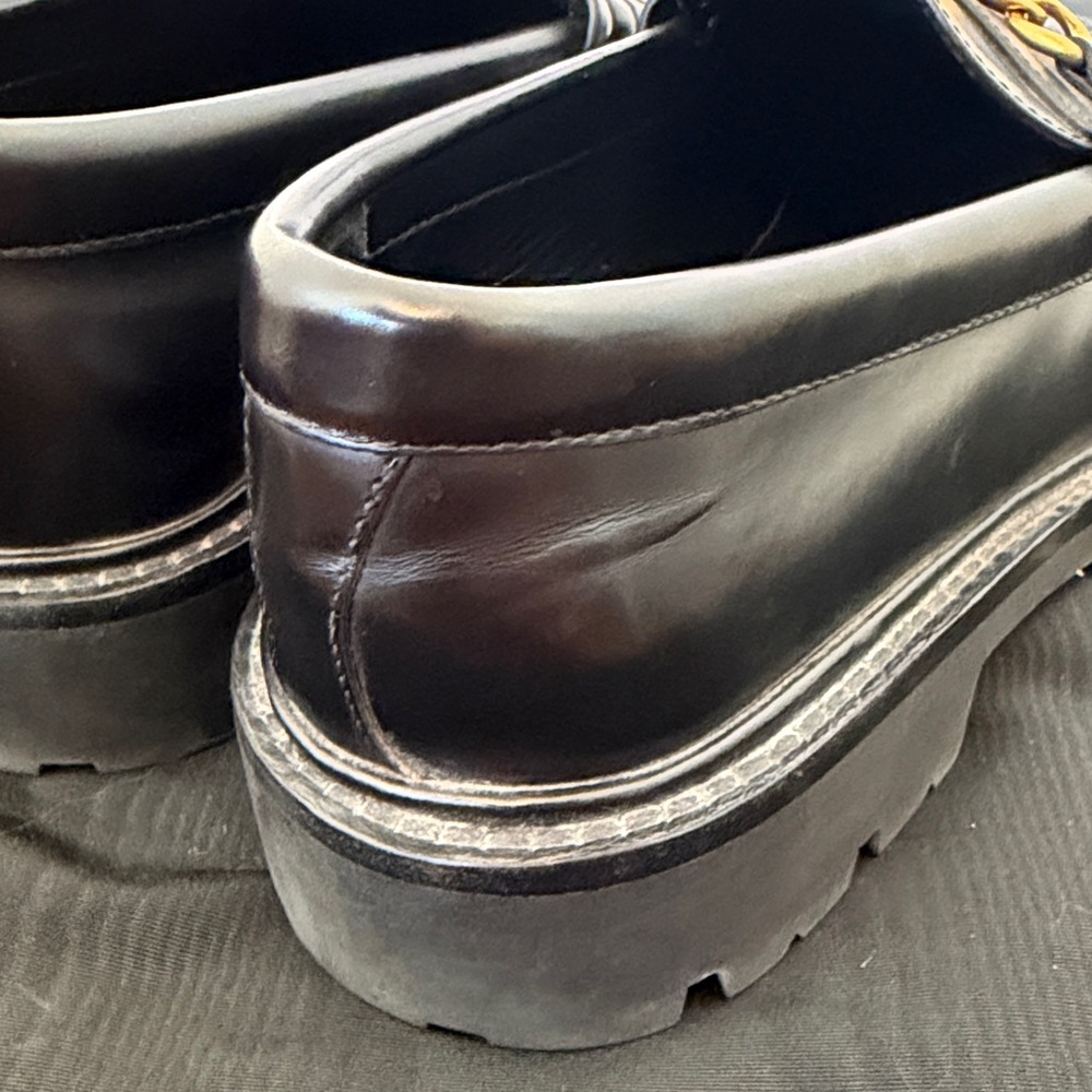 Celine Margaret Triomphe Black Leather Loafers with Gold Accent size 40 us 9 - Picture 8 of 13
